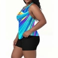 thumbnail image 7 of JSKUMAR Plus Size Women's 2 Piece Tankini Swimsuit Floral Graphic Adjustable Tie Top with Shorts Bathing Suits Athletic Swimwear (Sky Blue-1,4XL), 7 of 7