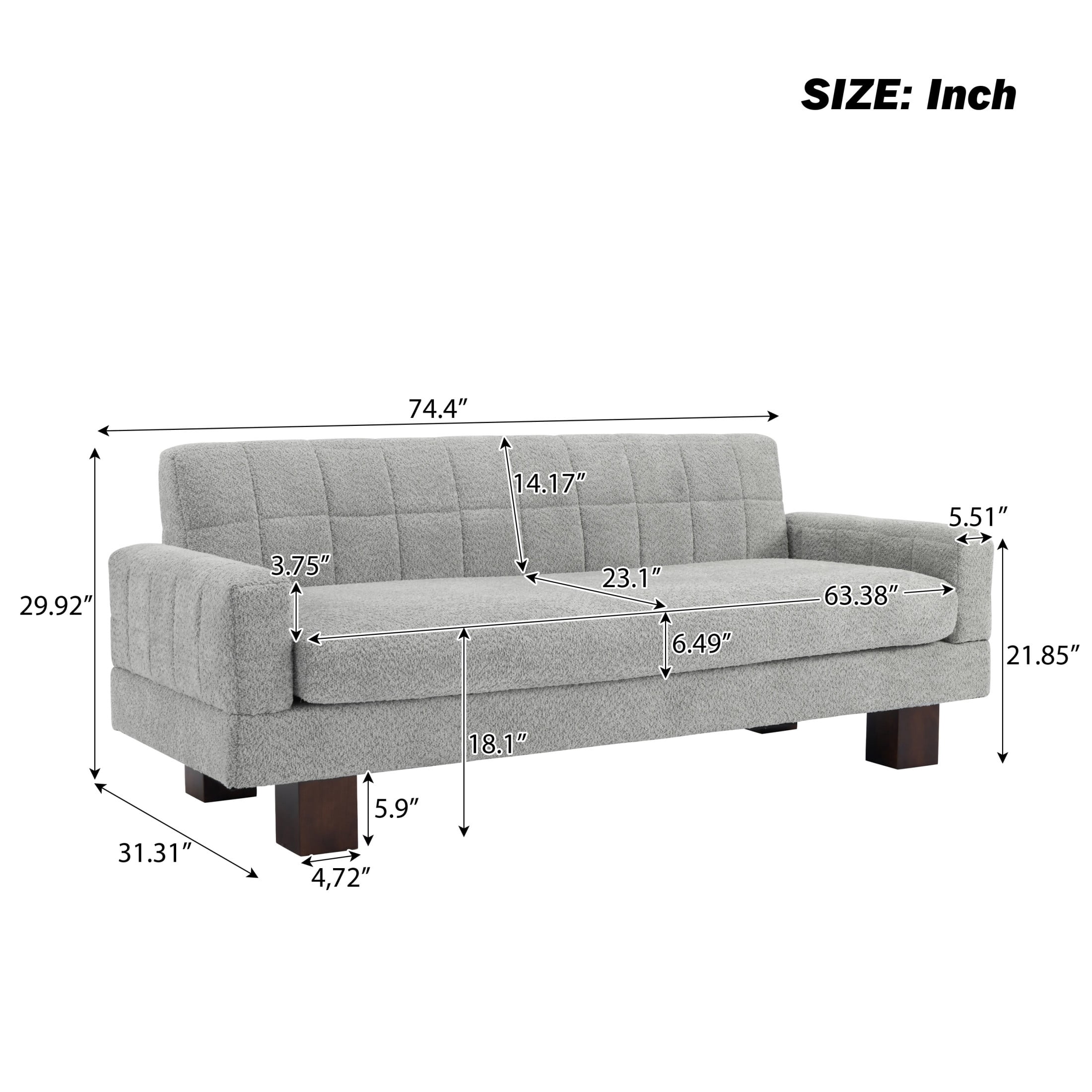 Christopher Knight Home Modern Boucle Loveseat, 2-Seater Upholstered Couch with Biscuit Back, Light Gray-Blue