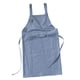 thumbnail image 5 of Delantal de lino con babero de bolsillo, delantal de floristería, delantal informal de cocina para el hogar, delantal suave para barbacoa, Azul, 5 of 9