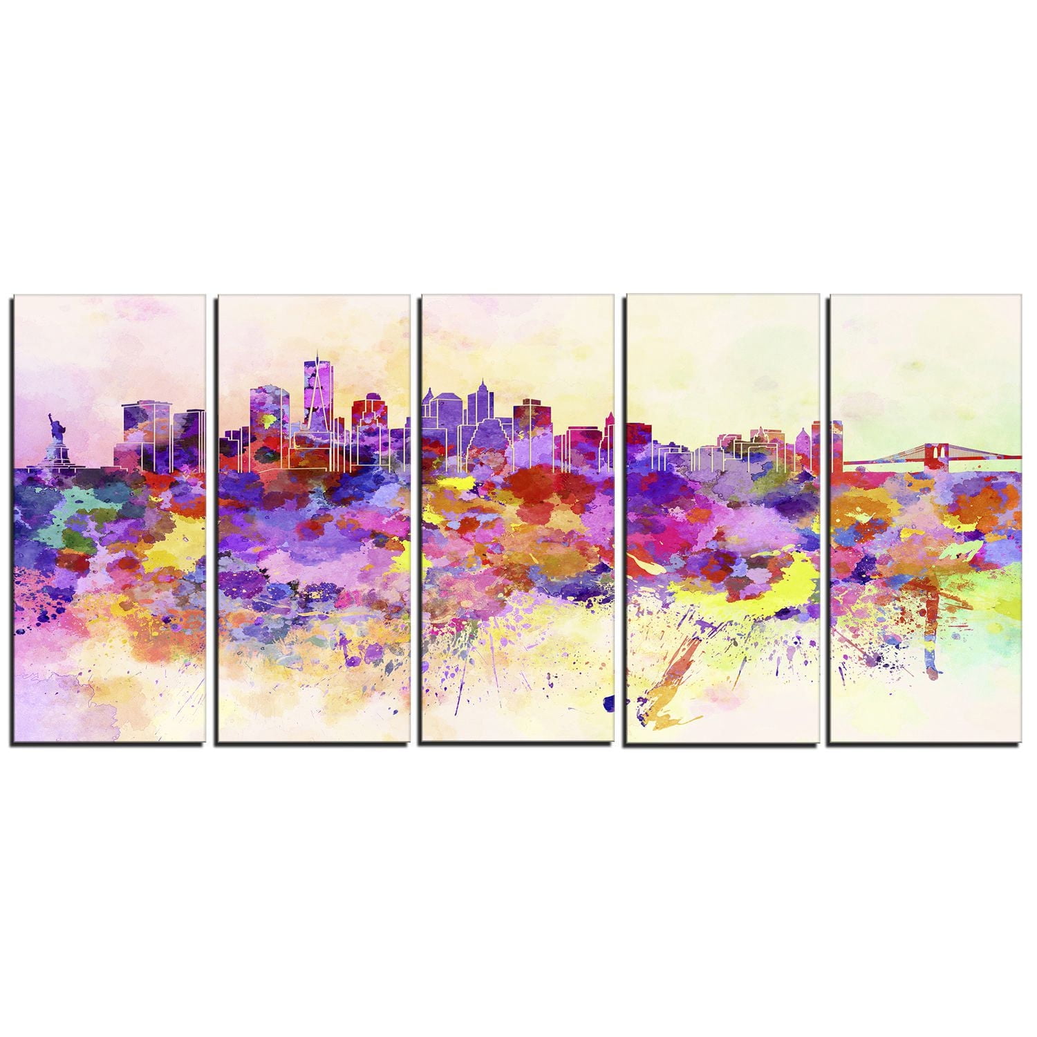 Design Art Purple New York Skyline Canvas Print