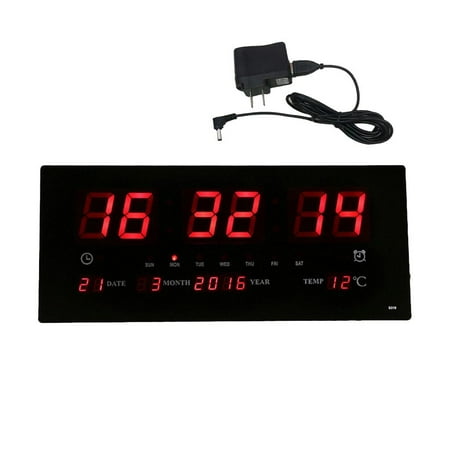 Extra Big Screen LED Office Wall Clock 24H Calendar -Time - Days - Year Temperature Meter Clocks US