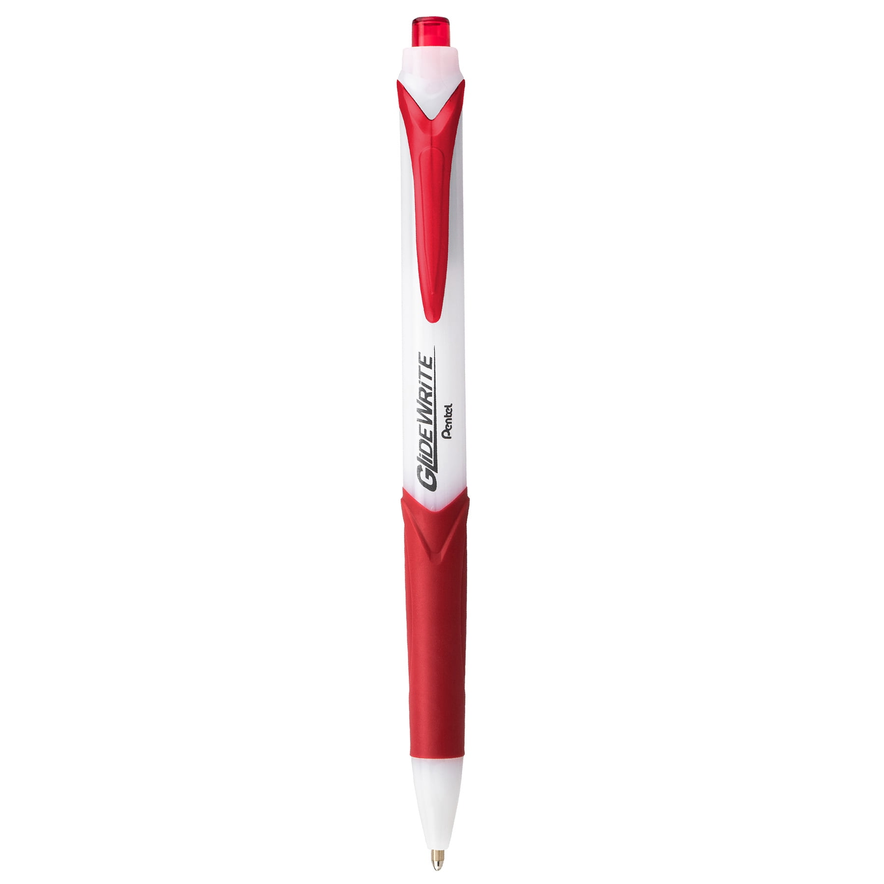 Pentel GlideWrite Ballpoint Pen with TechniFlo Ink, (1.0mm) Medium Line, Red, 1 Dozen