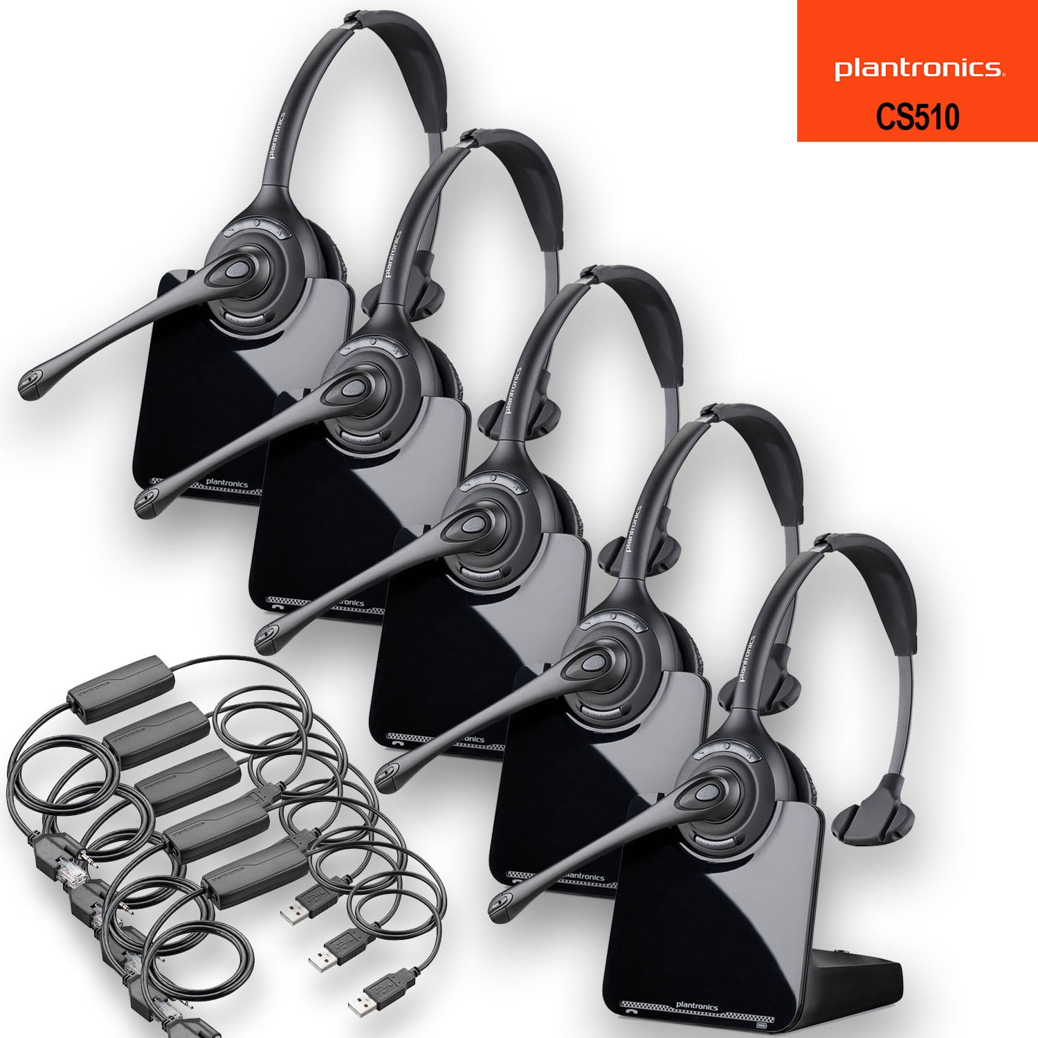 Plantronics CS510 Wireless Headset System + APU72 Hook Switch Cable
