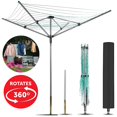 thumbnail image 1 of IAJXWI Rotary Outdoor Umbrella Drying Rack, 12 Lines Umbrella Clothesline for Laundry, Collapsible Clothes Drying Rack, In-Ground Umbrella Dryer with 165' Clothesline for Backyard, 70.9" H, Green, 1 of 10