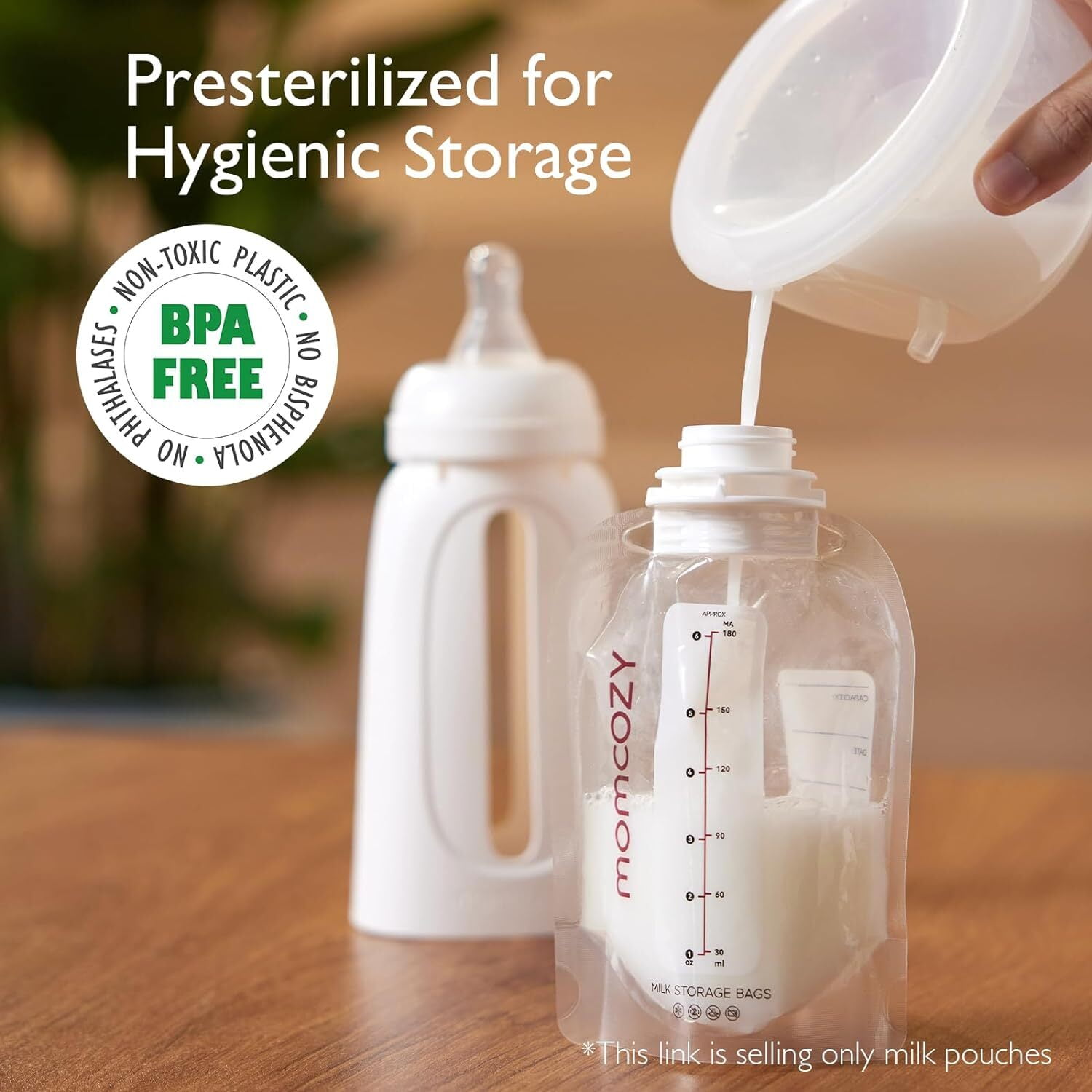 Momcozy Disposable Baby Bottle Kit, Leakproof and Transfer-Free Breastmilk Storage Bags for Freezing, 6 Ounce