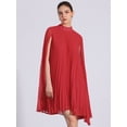 thumbnail image 4 of DARING DIVA Flowy Cloak Sleeve Cape Pleated Chiffon Dress L Red, 4 of 6
