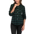 thumbnail image 3 of Frontwalk Women Blouse Long Sleeve Shirts Button Down Tops Holiday Elegant Tunic Shirt Lapel Neck Green Black XL, 3 of 4