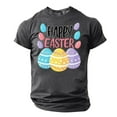 thumbnail image 2 of ibuvkizy Happy Easter Shirts for Men Egg Printed Shirts,Men's Casual Easter Print Crew-neck Short Sleeve Top/shirt Gray,S, 2 of 4