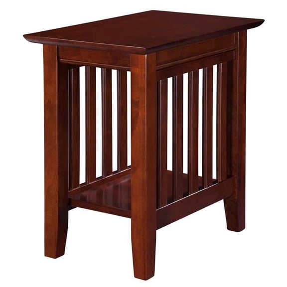 Pemberly Row Solid Wood Chair Side Table with Sturdy Leg in Walnut