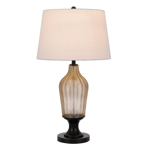 31" Bronze Glass Table Lamp With White Empire Shade