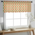 thumbnail image 2 of Orange Green Geometric Valance Curtains for Kitchen/Living Room/Bathroom/Bedroom Window, Rod Pocket Small Topper Half Short Window Curtains Voile Sheer Scarf, Abstract Moire Modern Vintage 54"x18", 2 of 8