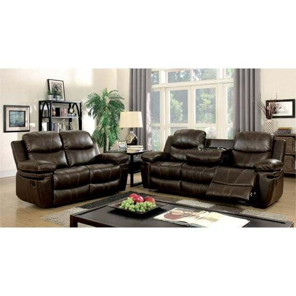 Furniture Of America Shilo Transitional Faux Leather Recliner Sofa In Brown Com Furniture Of America Shilo Transitional, Transitional Leather Reclining Sofa
