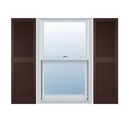 thumbnail image 1 of 12"W x 25"H Lifetime Vinyl, Custom Cathedral Top Center Mullion, Open Louver Shutters, w/Shutter-Loks (Per Pair), Federal Brown, 1 of 12
