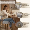 thumbnail image 4 of Dayalane 26.5" Counter Height Barstools Set of 6, Mid-Century Modern Bar Stools with Curved Back and Rubberwood Frame Upholstered Linen Kitchen Stool for Counter Bar Island Bar Pub, Gray, 4 of 11