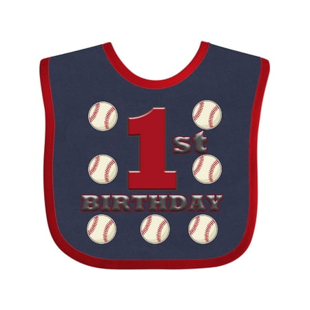 

Inktastic First Birthday Baseball Boys Baby Bib
