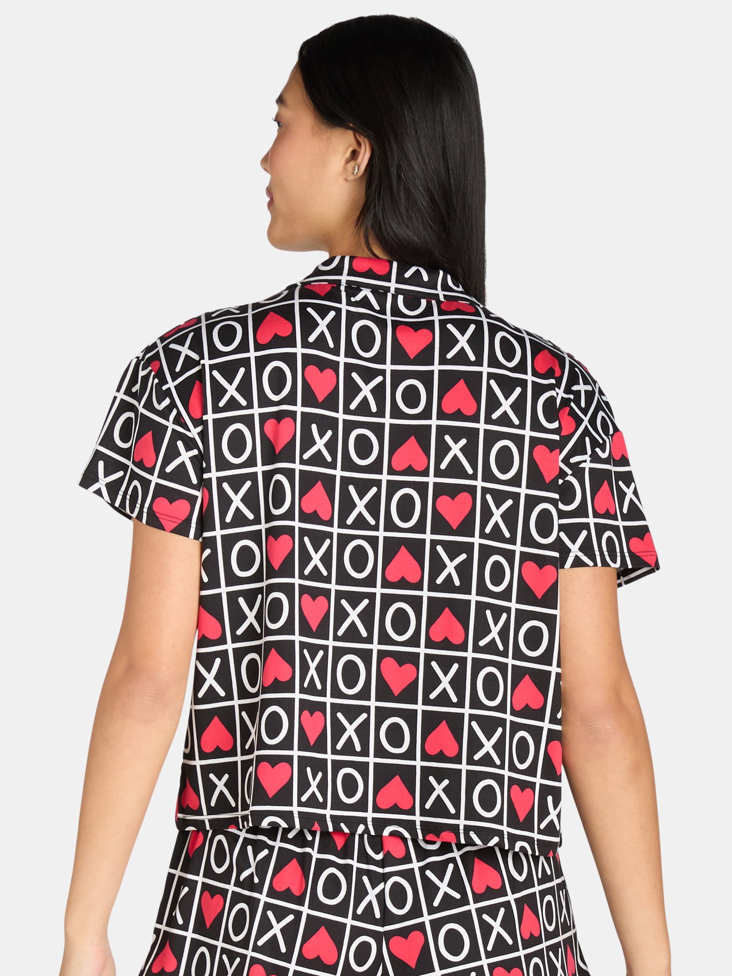 Women’s Valentine’s Day Print Shorty Notch Collar Pajama Set from Way to Celebrate, 2-Piece, Sizes XS-3X