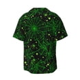 thumbnail image 2 of Xecao offers the Green Bright Web with Spiders for Men's Casual Short-sleeved Shirt, a button-up collared shirt with a pocket, perfect for beach vacations and yacht travel in the Medium size., 2 of 7