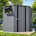 thumbnail image 5 of YODOLLA 5.5 x 5.5 ft. Outdoor Metal Storage Shed with Swinging Out Window & Lockable Door, 5 Sided Corner Shed for Backyard, Garden in Gray, 5 of 10