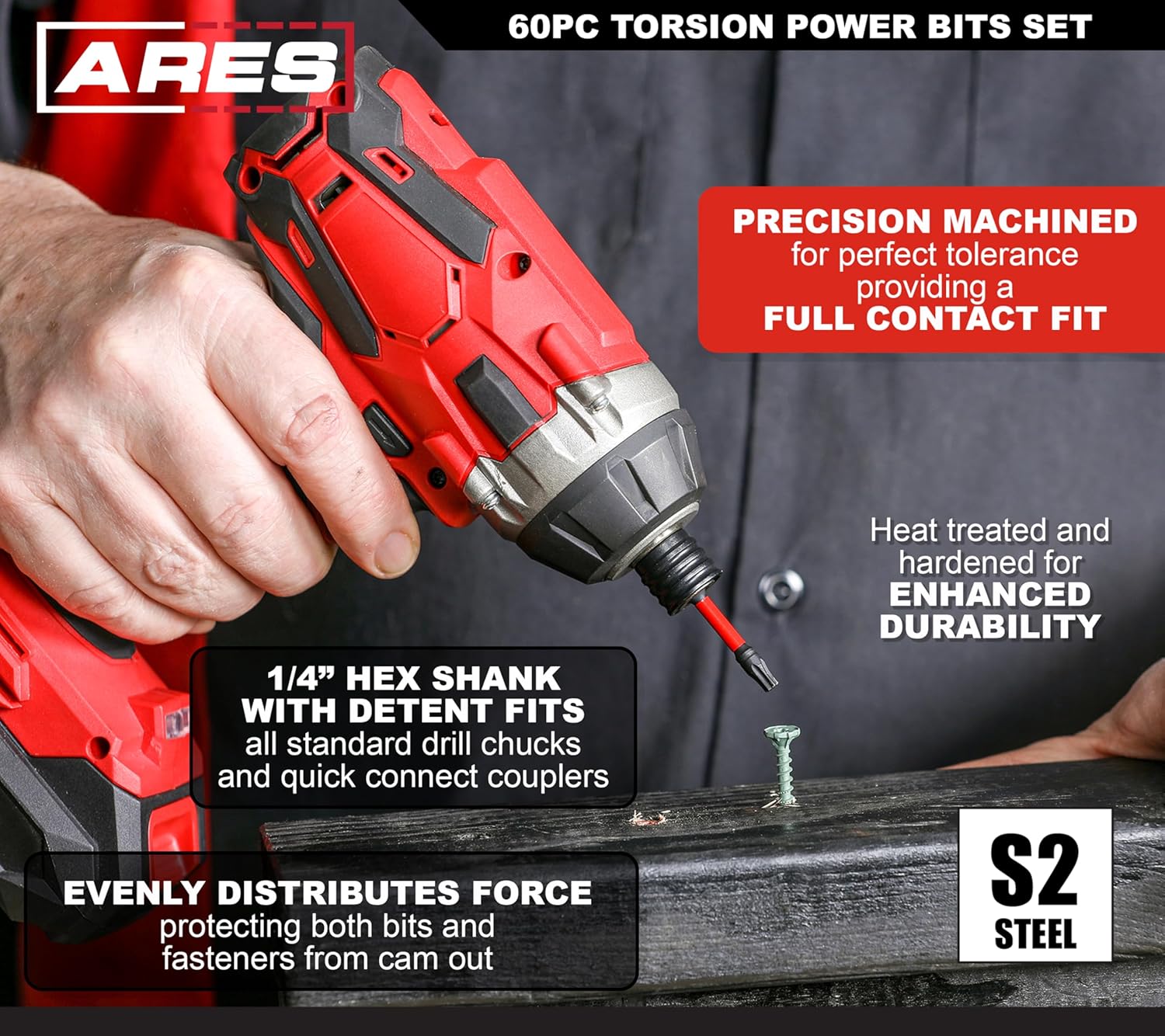 MKEUDQ-70013-8-Piece S2 Steel Impact Driver Bit Set - Includes Phillips 1,2,3,4 and Slotted 1/4-Inch, 5/16-Inch, 3/8-Inch and 1/2-Inch Bits - High Alloy S2 Steel Construction