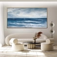 thumbnail image 3 of Sea Landscape Painting Handmade White Waves Textured Wall Art Blue Ocean Oil Painting Minimalist Original Living Room Decor,Unstretched,Frameless,(91*182cm)36*72lnches, 3 of 5