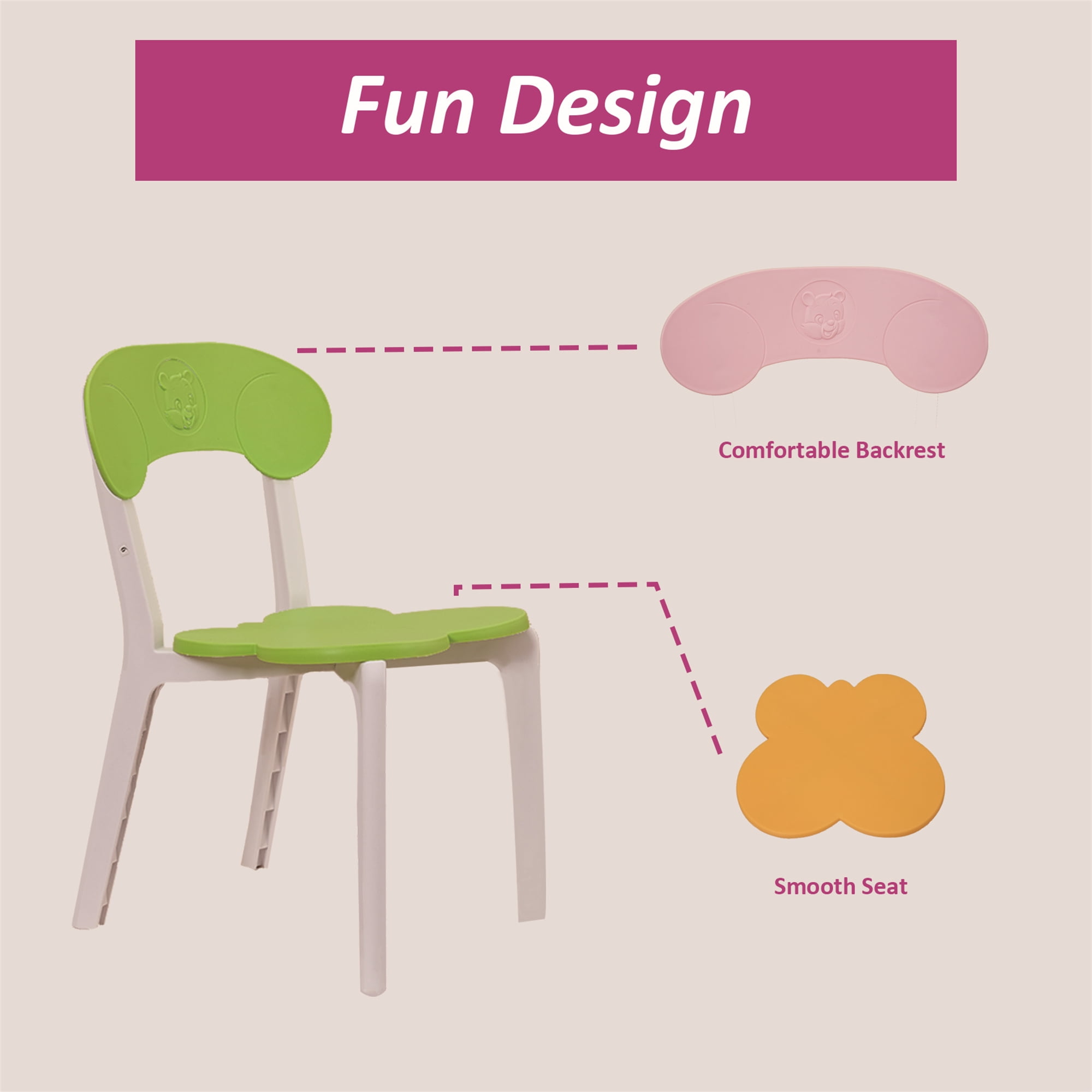 Kidsbuddy Kids Table and Chair Set 3 Piece Toddler Table and Chair Set Plastic Children Activity Table for Reading, Preschool, Drawing, Playroom, Desk, Arts(Tricolor)