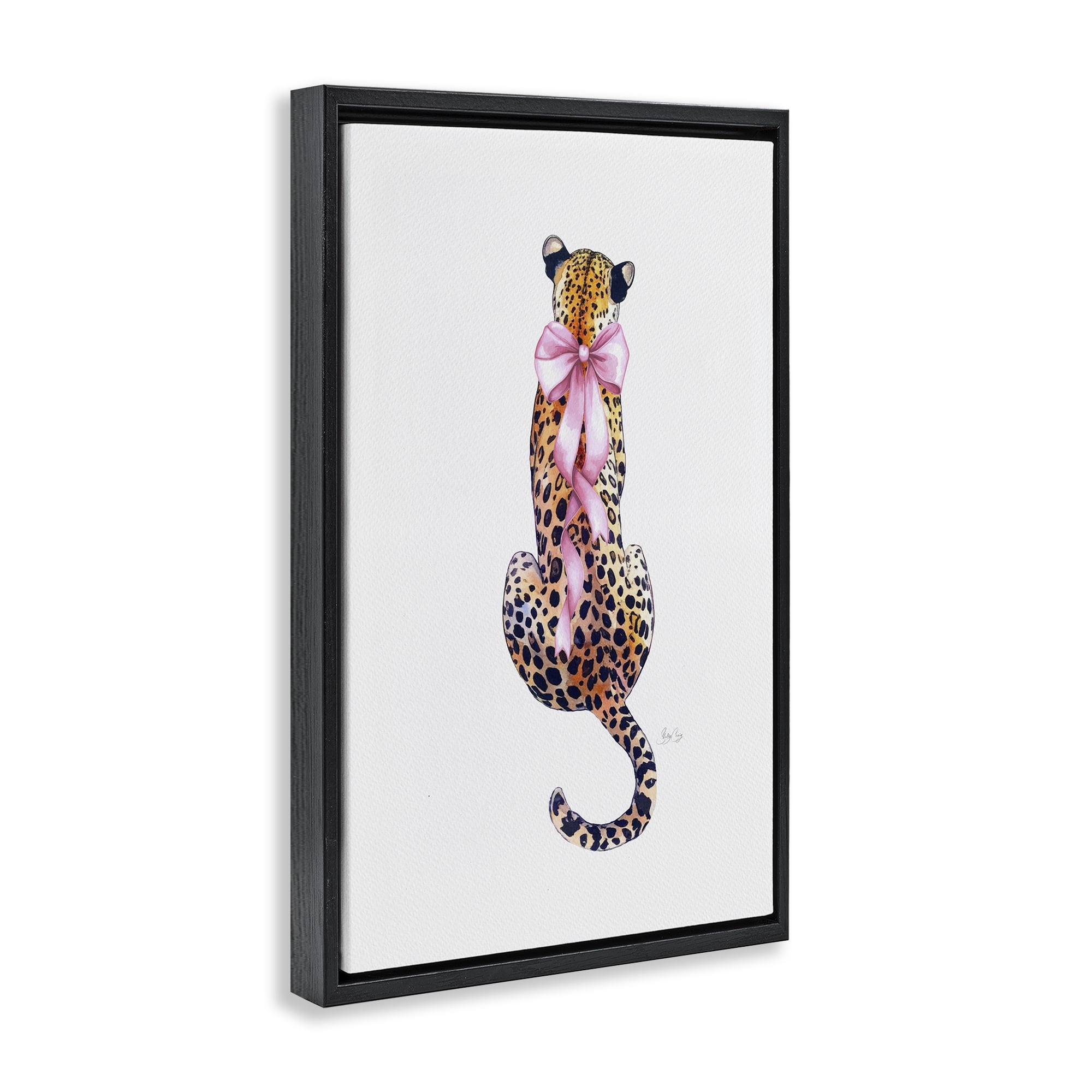 Stupell Industries Poised In Pink Cheetah Black Framed Floater Canvas Wall Art, design by Shelly Craig