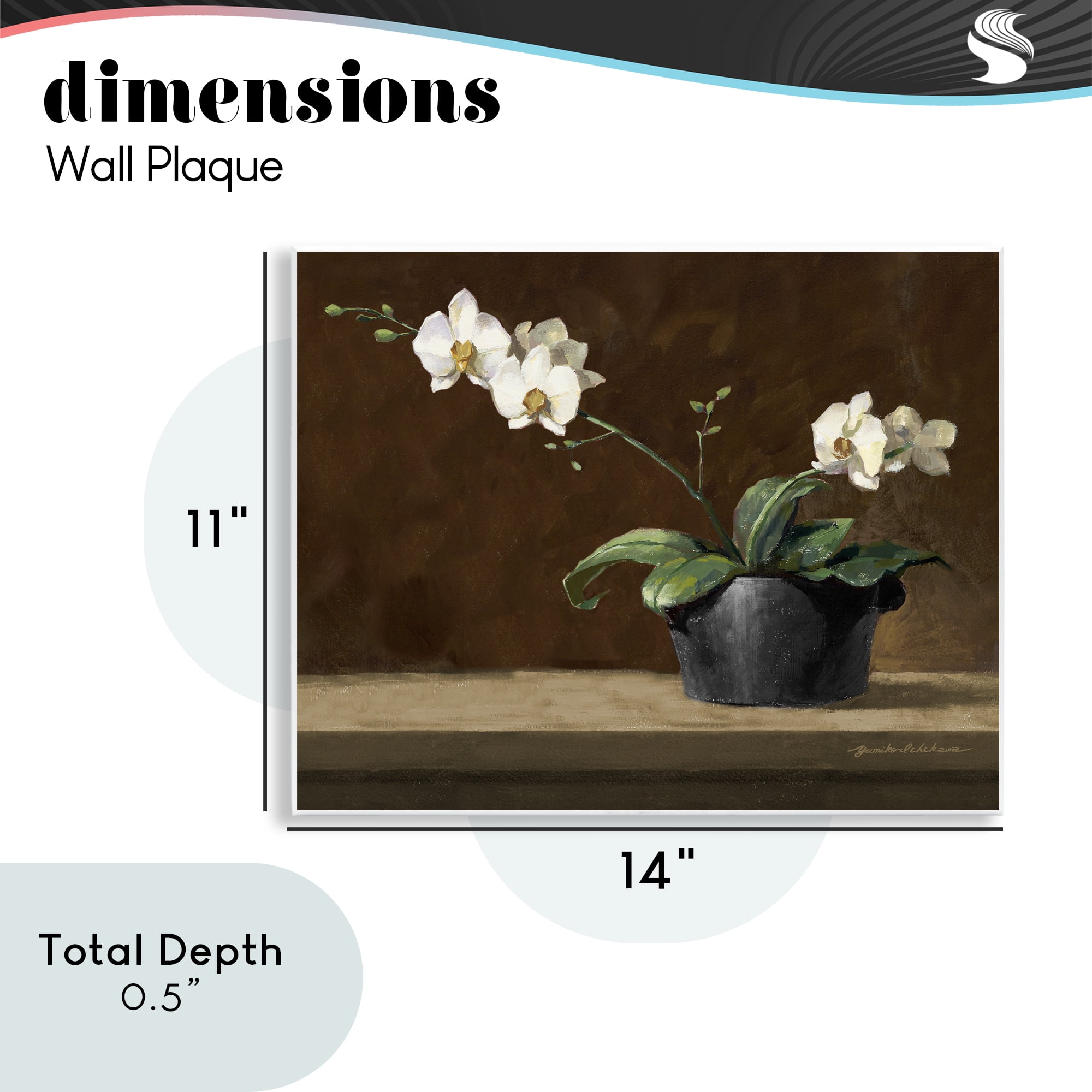 Stupell Industries Potted White Orchid on Ledge Wall Plaque Art, design by Yumiko Ichikawa