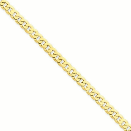 14K Yellow Gold 6.10MM Beveled Curb Link Bracelet, 8"