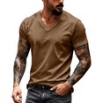 thumbnail image 7 of Hearthz Mens Shirts Casual Moisture Wicking Breathable Mens Athletic Shirts V Neck Men Shirts Short Sleeve Basic Baseball Jersey Brown XXXL, 7 of 7