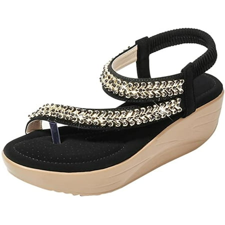 

Women s Platform Sandals Wedge Ankle Strap Studded Open Toe Sandals
