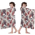 thumbnail image 4 of Beige Skull Crow Flower Pattern Hooded Bath Towel，60"x35" for Ages 3 To 12 Kids, Quick Dry Lightweight Soft Microfiber Hood Beach Towel Cover Up for Kids, 4 of 7