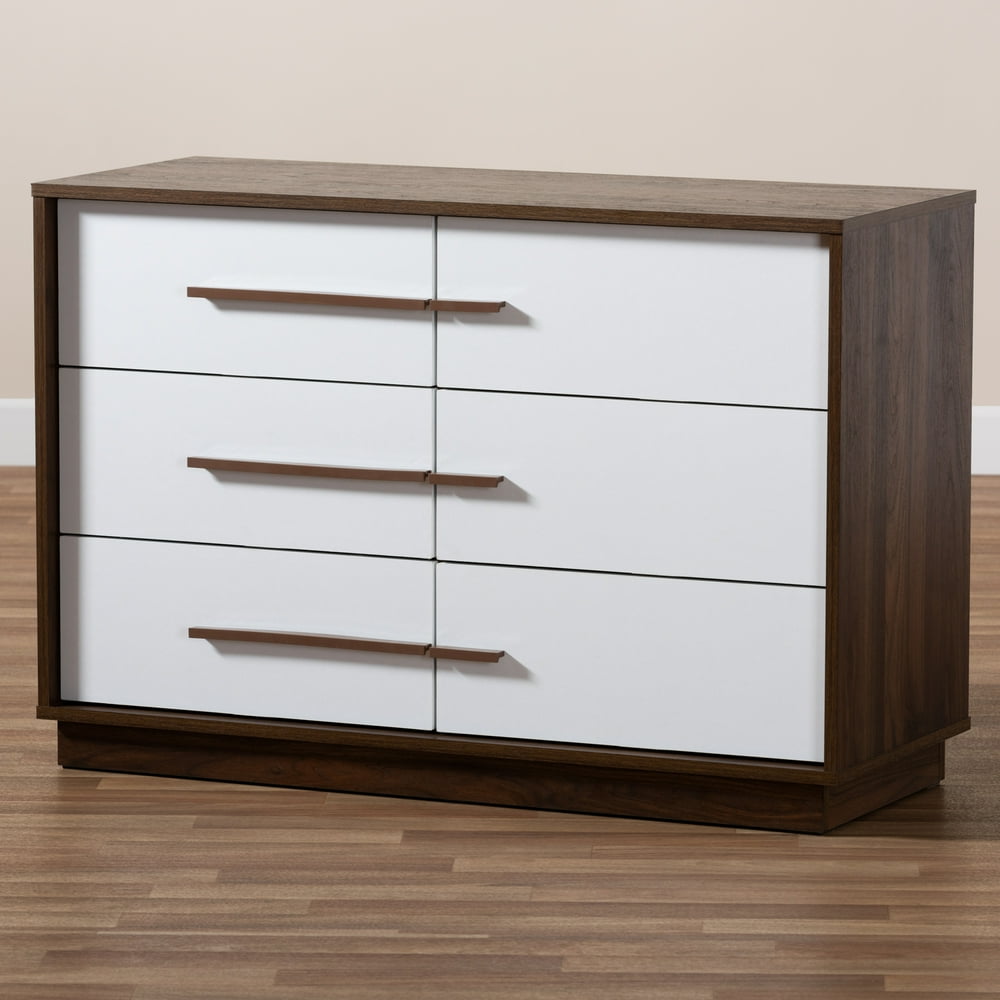 Baxton Studio Mette MidCentury Modern TwoTone White and Walnut