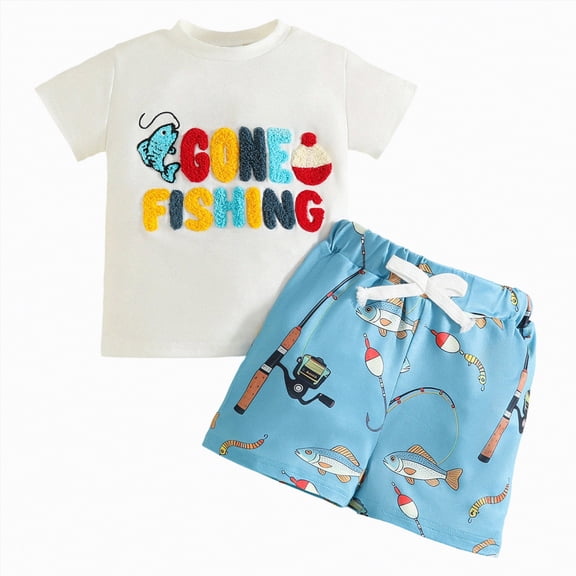 enyan Toddler Baby Boy Summer Clothes Embroidered Farm Tractor Shirt and Short Set 2-Piece Outfits for Boys For 18-24 Months 2t 3t 4t 5t 6t Children's Day Gift 2PCS Set (2-3 Years,Blue)