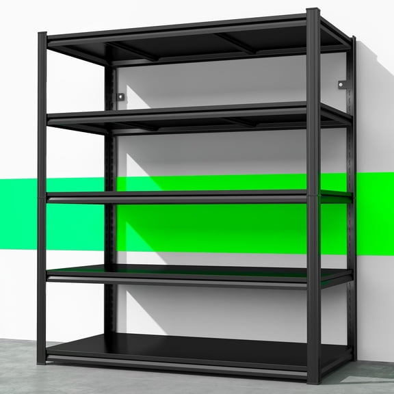 Heavy Duty 5-Tier Metal Garage Shelving, 3000 lb Capacity, 63" H x 40" W x 14" D, Black
