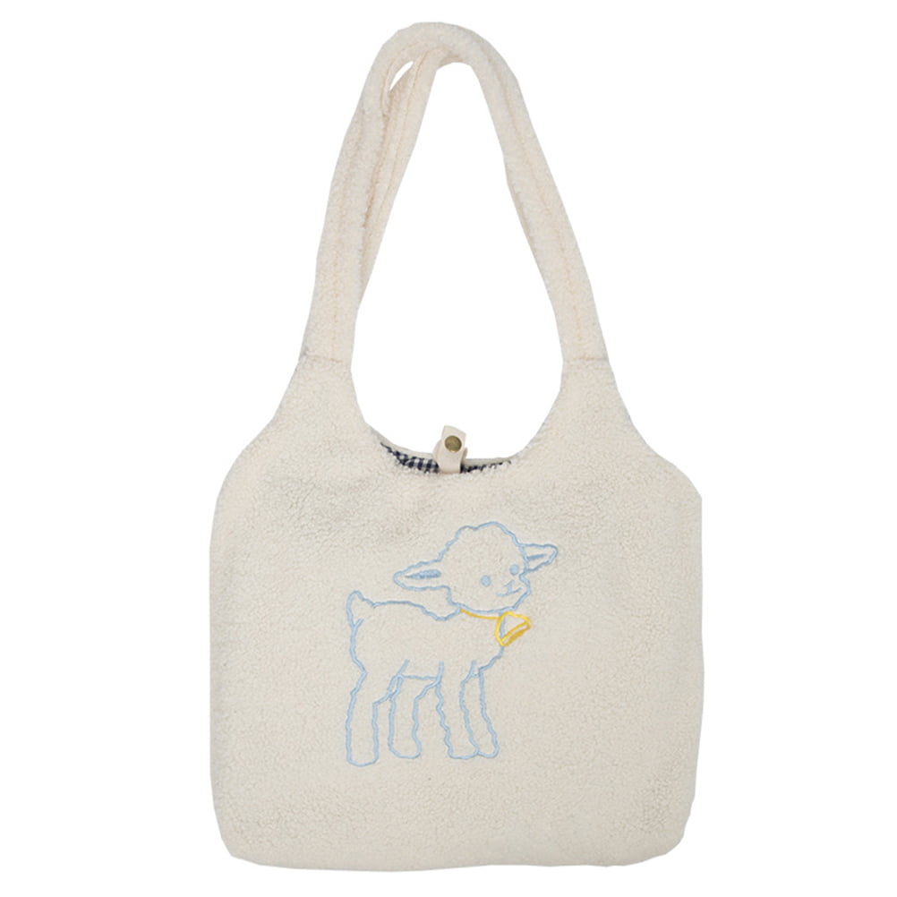 Bestice Tote Bag for Women Girls Lamb Type Large Capacity Cloth Shoulder Bag Canvas Bag Shopping Tote Bag 