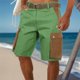 thumbnail image 2 of Mens Casual Pantalones Cortos Color Sólido Algodón-Lino Botón Multi-Bolsillo Grande Bolsillo Ropa de Trabajo Medio Pantalones Cortos, Pantalones Casuales de Poliéster, 2 of 6