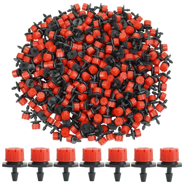 100 Uds. Aspersores de goteros de riego ajustables de 360 grados, goteo de emisores de 1/4 pulgadas para sistema de riego por