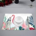 thumbnail image 2 of MKHERT Watercolor Pink Flamingo and Tropical Leaves Placemats Table Mats for Dining Room Kitchen Table Decoration 12x18 inch,Set of 6, 2 of 4