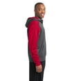 thumbnail image 3 of Sport-Tek Tech Fleece Colorblock 1/4 Zip Hooded Sweatshirt-XS (Graphite Heather/ True Red), 3 of 6
