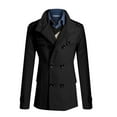 thumbnail image 2 of WREESH Fashion Winter Coat Men'S Casual Solid Color Buttons Pockets Long Sleeve Hoodless Casual Outwear Black, 2 of 9
