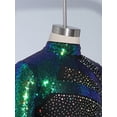 thumbnail image 5 of SiiRoh Girls Modern Jazz Dance Performance Set Sequins Crop Top and Chiffon Wide-Leg Side Slit Pants Green 16, 5 of 7