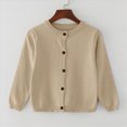 thumbnail image 2 of CAUYDY Kids Girls' Fall Long Sleeve Knit Sweater Solid Button Up Back to School Cardigan Outerwear Khaki Sizes 5-6 Years, 2 of 4