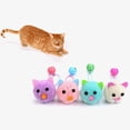 thumbnail image 4 of Flmtop Kitten Colorful Plush Mouse Head with Bell Rope Cat Toy Interactive Pet Supply Purple, 4 of 8