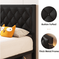 thumbnail image 3 of Twin Bed Frame with Headboard PU Leather Upholstered Bed Frame Platform,All Metal Slats Support Platform Bed Frame with Storage Space,Easy Assembly,Noise Free,No Box Spring Needed,Black, 3 of 4