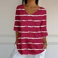 thumbnail image 2 of Ashirexll Tops for Women Trendy, Womens Casual Tops, Casual Print Loose 3/4 Sleeve V Neck Blouse Shirt for Ladies Fashion, 2 of 5