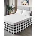 thumbnail image 4 of Black White Plaid Wrap Around Bed Skirts for Queen Bed 16" Drop,Bed Skirt with Adjustable Elastic Belt Dust Ruffle Bed Valance for Bedroom Hotel Spring Farmhouse Buffalo Checkered Bed Frame Cover, 4 of 7