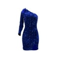 thumbnail image 5 of jsaierl Sequin Dress for Women One Shoulder Long Sleeve Bodycon Mini Dress Sexy Side Split Prom Evening Party Faux Fur Cocktail Dress Club Date Night Sparkly Dress, 5 of 9