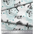 thumbnail image 2 of Soimoi White Cotton Duck Fabric Wanderlust & Aeroplane Travel Print Fabric by Yard 42 Inch Wide, 2 of 3