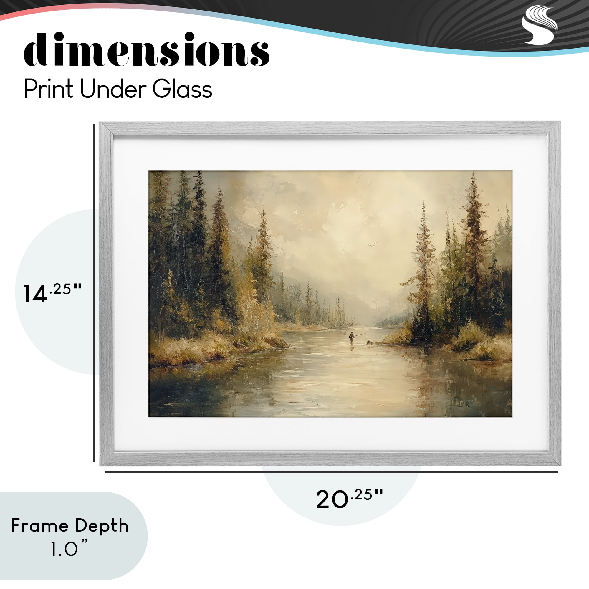 Stupell Industries Fly Fisher at Misty River Gray Framed Print Under Glass, design by Petal Prints Design