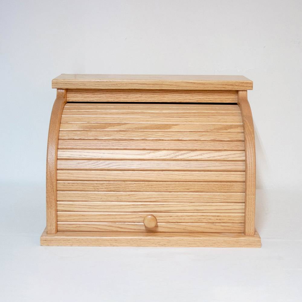 Roll Top Bread Bin Double Decker Wooden Roll Top, Natural